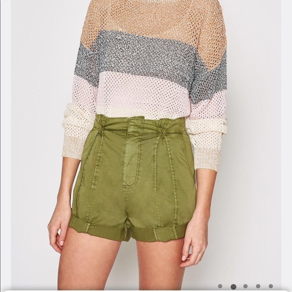 JOIE Xandria olive green paper bag high waist shorts - Picture 11 of 12